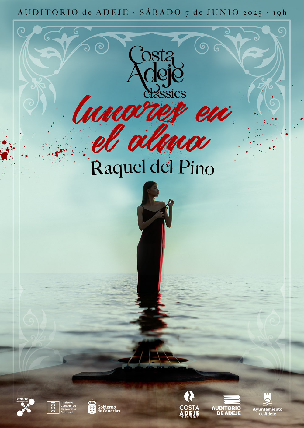 Cartel del concierto de Raquel del Pino en Costa Adeje Classics 2025 · eventos en Canarias, producción de música y cultura