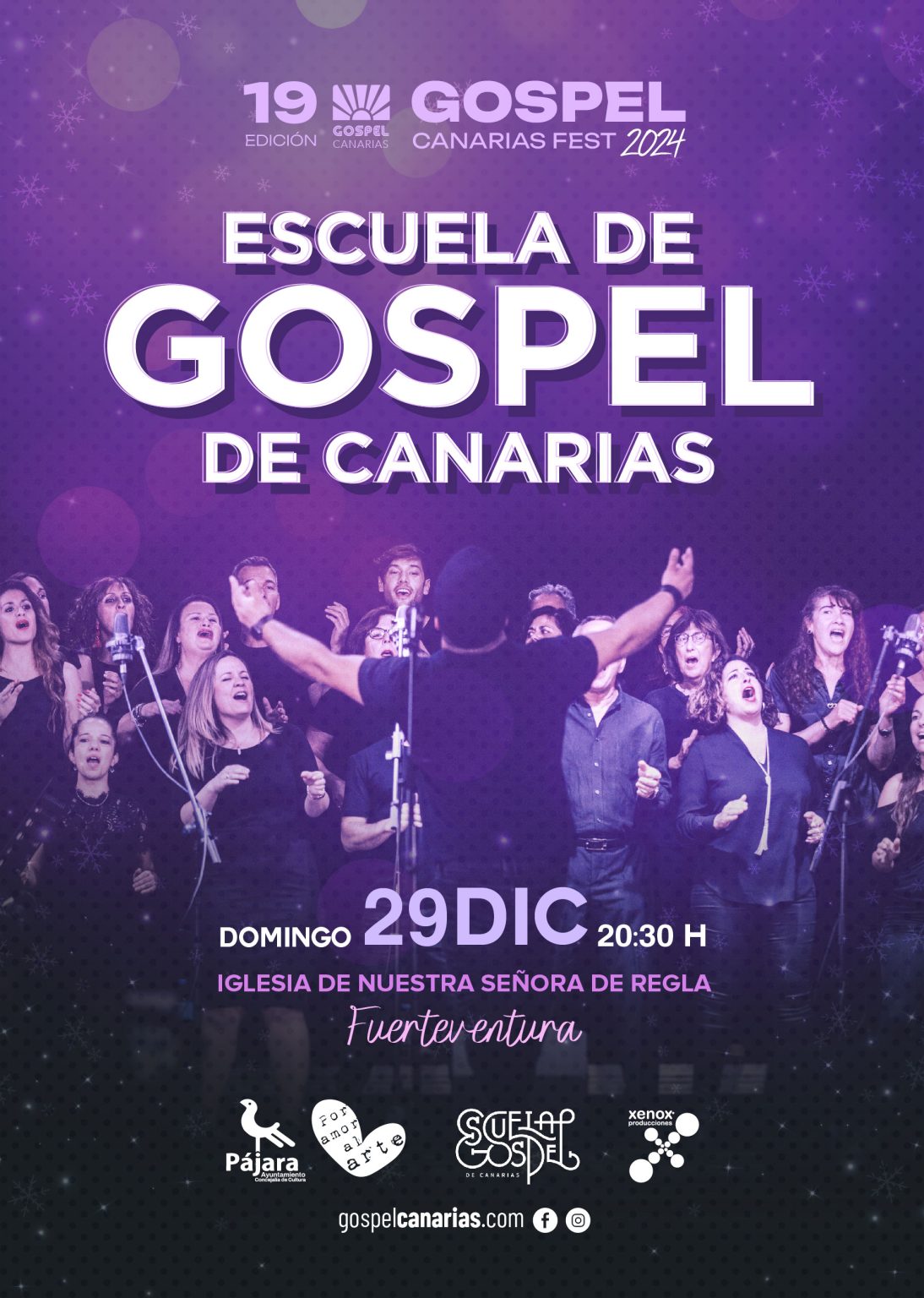Cartel Escuela Gospel Canarias en Fuerteventura 2024 · eventos en canarias hoy